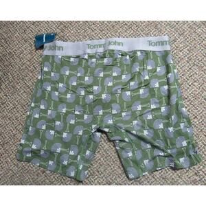 Tommy John Second Skin 6 Inch Boxer Briefs Green With Golf Tee Graphic Men Large